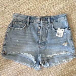 Free People Blue Distressed Jean Shorts